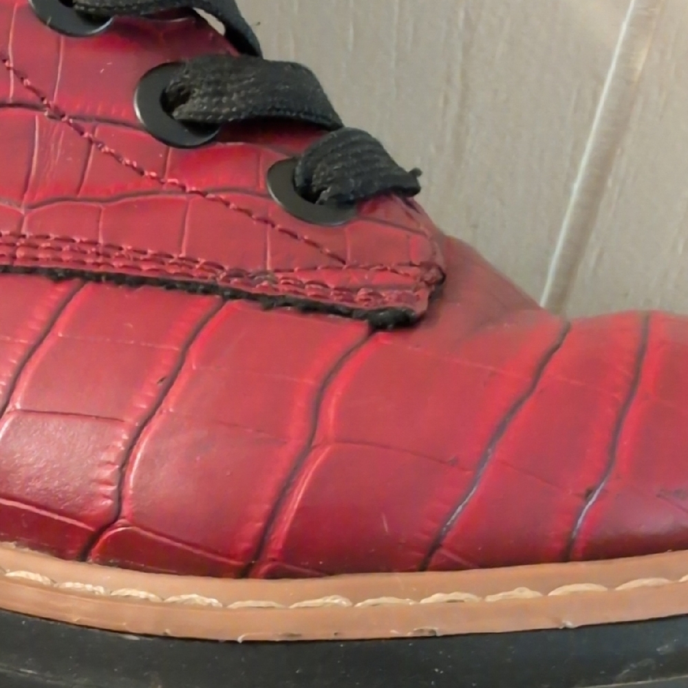 Sun + Stone Maroon Croc-Embossed Combat Boots - Picture 9 of 12